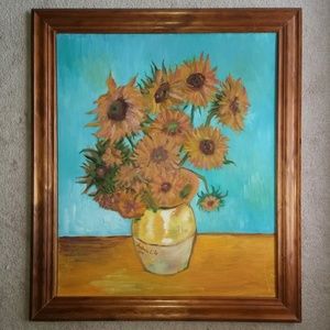 Van Gogh "Sunflowers" Oil On Canvas.